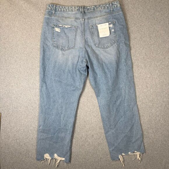 Flying Monkey Womens Size 32 Waist Denim Jeans Blue Distressed Raw Hem NWT - Picture 6 of 7
